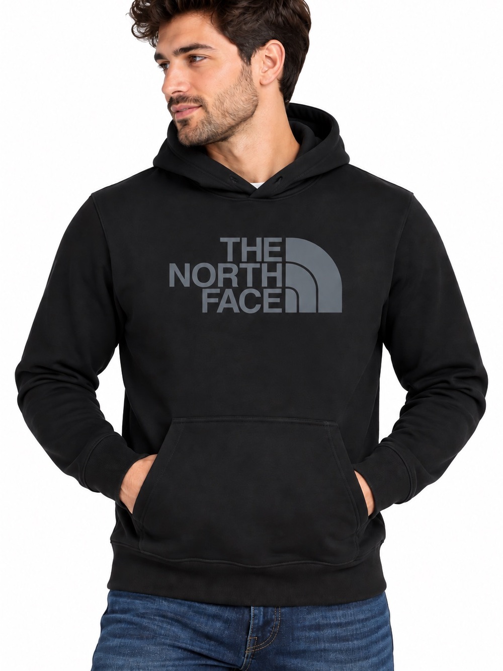 The North Face Black Hoodie with Gray Logo